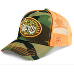 Rietveld Trucker Hat "Tiki Face" - Camo/Orange